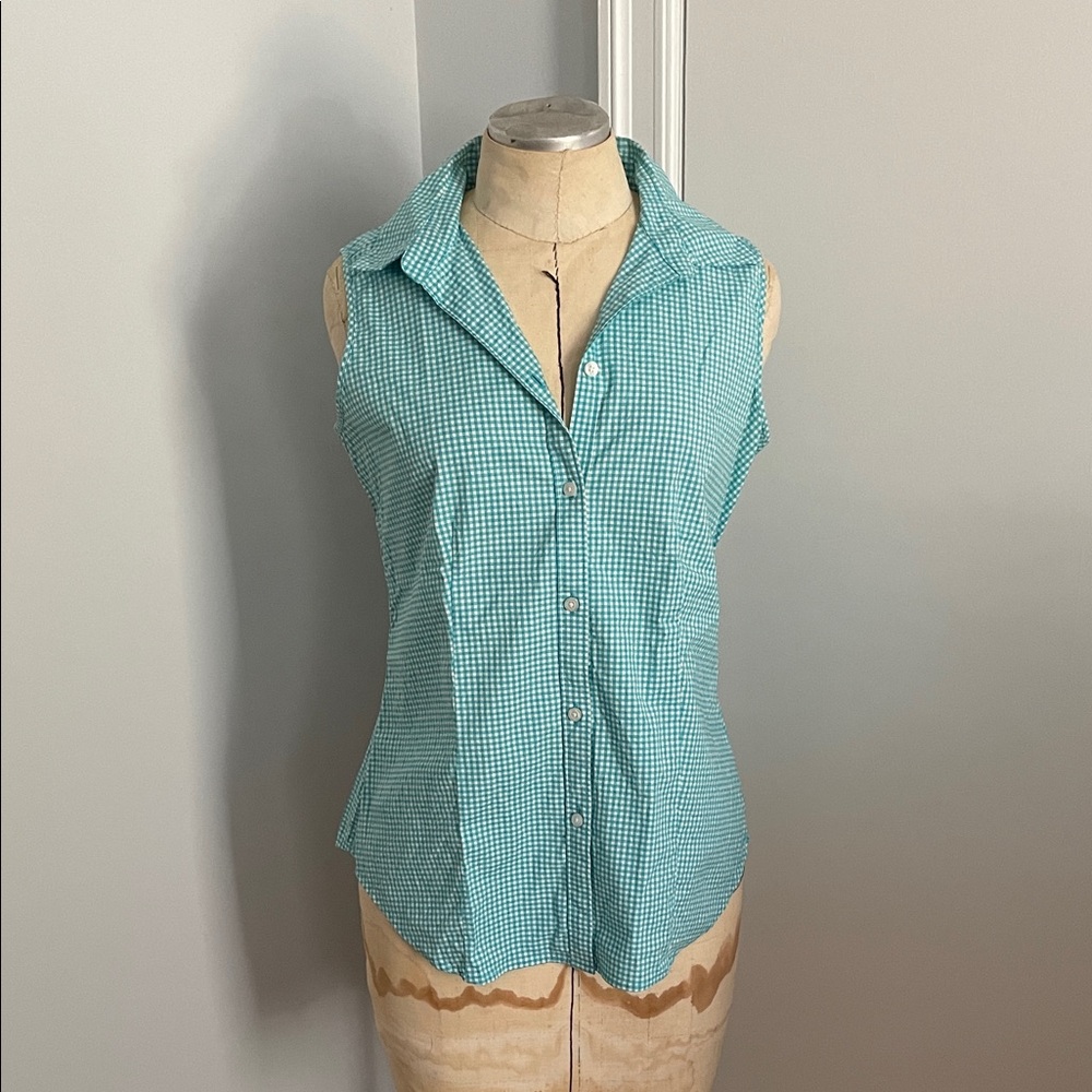 Talbots Sleeveless Green Checkered Women's Top Size 8P